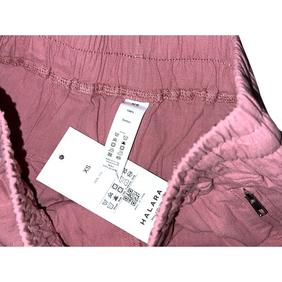 Halara Cotton Front Zipper Pocket Beaded Drawstring Shorts Sz XS Womens Pink - Picture 4 of 7
